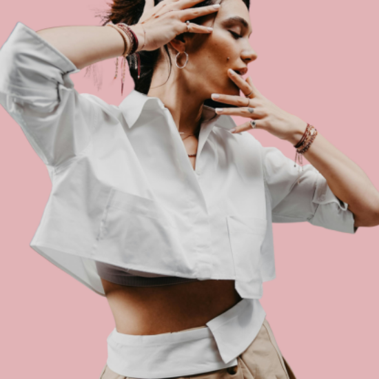 Picture of Ribbed Slim-Fit Fashion Crop Top